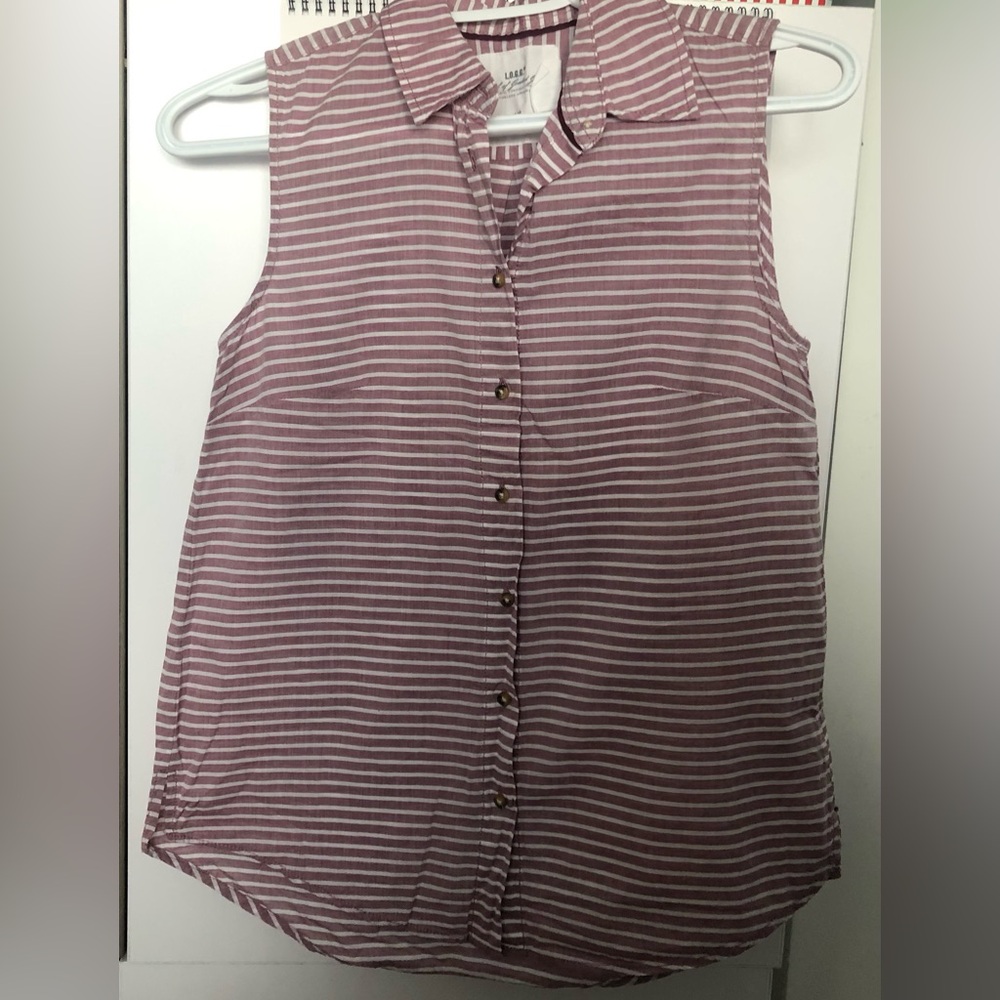 Striped Sleeveless Button-Up Top